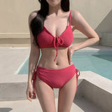 Fashion Sexy Chain Three-Piece Two-Piece Bikini Sexy Lace-Up Small Breasts Gathering Buttock Skirt Swimsuit Women
