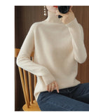 Fashion Basic Autumn Winter  Merino Wool Sweater Mock Neck Cashmere Pullover  Solid Color Soft Long Sleeve Clothing Tops
