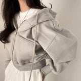 Autumn/winter New Women Coat Hooded Fashion Cropped Slims Zip-up Warm Solid Color Hooded Sweatshirt For Women Jacket ﻿
