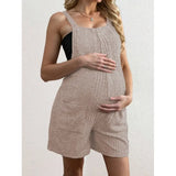 Pbong  Summer Casual Fashionable Maternity Strap Breathable One-piece Shorts in Solid Color Comfortable  Sleeveless For Pregnant Women