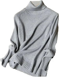 Women Turtleneck Knitted Sweaters Long Sleeve Roll-neck Pullover Plain Jumper Ladies Autumn Winter Layered Basic Outfit