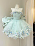 Morning Robe Short Puffy Birthday Party Wedding Dress Adult Ceremony Forest System Princess Skirt Sweet Style mid Waist Short...