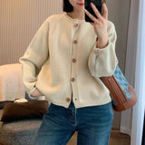 Button Up Cardigan Sweater for Women Cozy Knitted Long Sleeve Single Breasted Sweater Jacket Autumn Winter Casual Chic Outfit