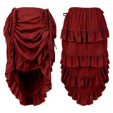 Pbong  Spring European Vintage Style Women High Waist Ruffled Long Skirt Solid White Party Dance Victorian Cosplay Costume Skirt