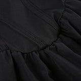 Black Long Sleeve O Neck Pleated Dress
