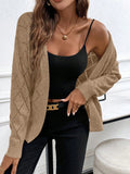 Autumn and winter casual solid color shoulder cardigan knitted sweater