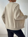 Autumn and winter simple embroidered women's long sleeved knitted cardigan sweater