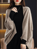 Wrap Shawl Open Cardigan Cape Sweater for Women Loose Open-front Knitted Jacket Soft Poncho Fine Knitwear Ladies Elegant Outfit