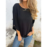 Pbong  All Seasons and Casual Hangouts Versatile Casual Dot Blouse Three Quarter Sleeves Button Details Suitable