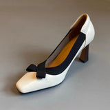 Pbong  New Fashion Butterfly-knot Thin Heels Mule Woman Pumps Spring Shallow Round Toe Party Dress Ladies Shoes