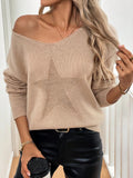2025 New Solid Color Star Pattern Hoodie Long Sleeve Autumn/Winter Knitted Sweater
