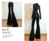 Women's Black Jeans Flare Pants Y2k Retro Emo 2000s Streetwear Fashion Trousers Harajuku Wide Yoga Pants 90s Aesthetic Clothes