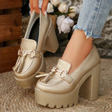 Pbong  Fashion Tassel Metal Decor Super High Heels Shoes for Women New Slip On Chunky Platform Pumps Woman Gold Silver Party Shoes