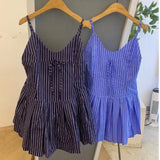 Pbong  Chic Striped Sleeveless Doll Strap Dress Women's Spring New Style Age-Defying Strap Top City Commute Korean Version Loose Fit