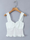 2025 New Polka Dot Tank Crop Top And Ruffle Short Skirt Sweet Chic Summer Outfits Bow Vest + Pleat Skirt Fashion Two Piece Set