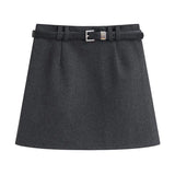 Pbong  High End Fashion French Office Lady Knitted Short Skirt Y2k Simple With Belt Autumn Winter Women Jupe Harajuku Korean Punk Skirt