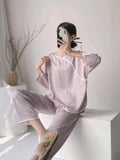 Pbong  Vintage Chinese Pajamas Long Sleeve Shirt&pants Home Clothes Women Spring Summer New Pyjamas Set Rayon 2PCS Nightwear Sleepwear
