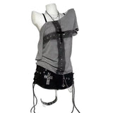 Women's Sweet Polka Dot Crop T Shirt Round Neck Short Sleeve Slim Fit Women Clothing Female T-shirts And Polos Woman Clothes