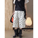 Pbong   American Retro Full Print Casual Pants Women Spring Summer Thin High Waist Loose Lazy Style Straight Wide Leg Short Trousers