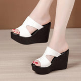 High Heel Wedges Sandals For Women  Summer New Platform Fashion Footwear Red Black White Large Size Sandals