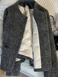Vintage Faux Woolen Coat Women Warm Winter Thick Long Sleeve Gray Cotton Jacket Female Retro O Neck Pockets Casual Tops New