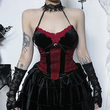 Mall Goth Streetwear Punk Style Halter Neck Crop Top Women Vintage Aesthetics Backless Y2K Tank Top Sexy Camisoles