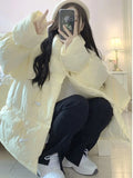 Women Fall Winter Korean Sweet Parka Jacket Retro Horn Button Regular Fit Basic Simple Casual Chic Pockets Halloween Christmas