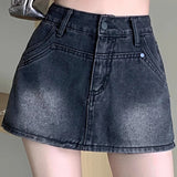 Ins Summer Women Y2k Loose Denim Skirts Lady Korean High Waist Dress Female Light Blue Black Gray Wrap Hip A Line Short Skirts