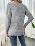 Autumn and winter women's casual V-neck long sleeved knitted sweater