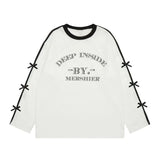 Early Autumn American Spliced Constrast Color Loose Shirts Letter Print Y2k Aesthetic Women Punk Vintage Clothing All Match Tees