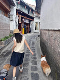 Navy Blue Elastic Waist Skirt Female Faldas Niche Summer High-waisted Slimming Puffy Skirt Y2k Korean A-line Skirts