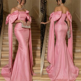 Pbong  Bow Pink Wedding Party Dresses Floor Length Sweep Train Strapless Robe Soiree Dubaï Luxury Promotion