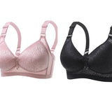 Pbong  2PCS High Quality Gathering Anti Sagging Women's Anti Glare Underwear Comfortable Seamless Plus Size Simple Natural Women's Bra
