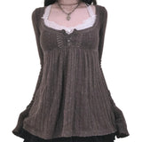 Pbong  Women Autumn Knitted Tops Solid Color Long Sleeve Button Square Neck Tunic Sweaters Blouse