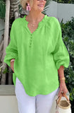 Pbong  Long Sleeve V Neck Button Blouses And Tops Daily Elegant Top Female Fashion Cotton Linen Solid Loose Shirts Women Summer Casual