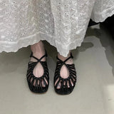 Pbong  Women's Hollow-Out Brown Closed-Toe Sandals, New Summer Bohemian Soft-Soled Beach Shoes, Fashionable Roman Sandals