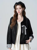 Sweet Bow Pu Jacket Women Vintage Biker Loose Long Sleeve Coat Korean Casual Fall Winter Female Patchwork Retro Outwear New