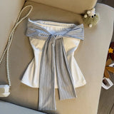 Pbong  2000s Hot Girl Design Striped Patchwork Slim Camis American Vintage Sexy Tanks Y2k Harajuku Casual Streetwear Tops Crop Top Chic