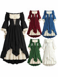 Medieval Halloween Cosplay Dress European Renaissance Gothic Court Puff Sleeve Dress Corset Waist Carnival Outfit Adult Female