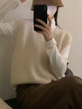 Women's Sweater Vest Sleeveless V-Neck Pullover Knitted Vest Top French Effortless Chic Knitwear Autumn Winter