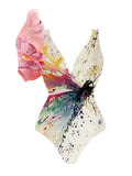 Frill One Piece Swimsuit & String Skirt Padded Sexy Swimwear Women Bathing Suit Female Swimming Summer Beachwear Bodysuit