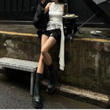 High Street Sweet Cool O Neck Sleeveless Camisoles Personality Lrregular Hollow Out T Shirts Harajuku Gothic Y2k American Tops