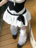 Kawaii Sweet Suit Hot Girls Polka Dot Top Black Belt Casual Bud Mini Skirt Sweet Cool Set Woman