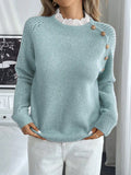 New lace round neck pullover long sleeved autumn and winter knitted sweater