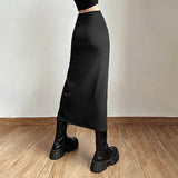 Pbong  Skinny High Waist Retro Bow Split Skirts Summer Women's SKirt New Sexy Solid Color Fashion Maxi Skirt for Women Clothing