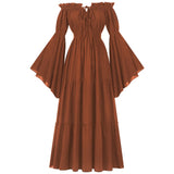 Women Medieval Vintage Dress Off Shoulder Ruffle Long Renaissance Victorian Dresses Cosplay Retro Court Gown Halloween Costume