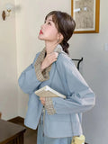 Sweet Cargo Jacket Women Loose Preppy Style Plaid Patchwork Short Coat Casual Korean Fashion Long Sleeve Fall Winter Tops