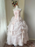 Pbong  Pink Vintage Heavy Work Evening Gown Princess Style Birthday Party Student Female Dress Luxury Lightweight Special Occasion