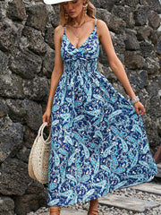 Sexy Floral Long Dress Women Summer Casual Backless White Holiday Beach Dress Fashion A-line Sleeveless New In Dresses
