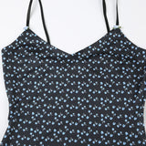 Small Flowers Printing Strap Frill Dress